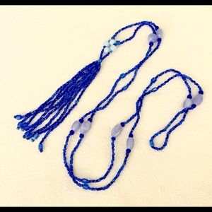 "Blue Moon" Artisan Necklace- with tassel